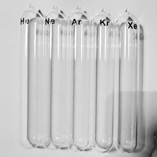 Edelgase, Set mit 5 Glasampullen a 25 mL