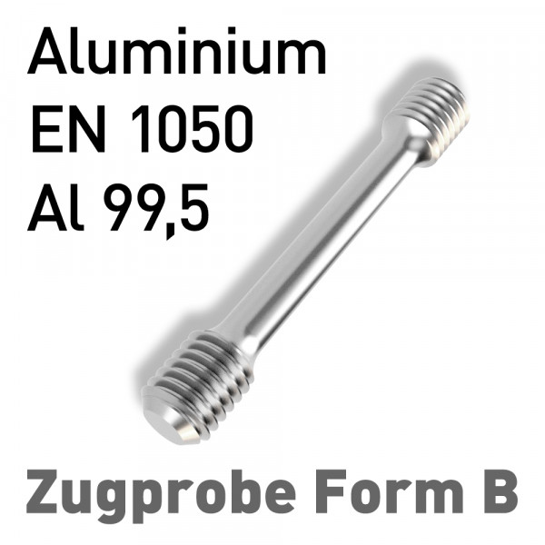 Zugprobe Form B, Ø 6 (M10), Aluminium Al 99,5 (EN 1050), DIN 50125 - B6x30