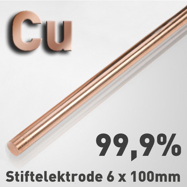 Kupfer-Elektrode Ø 6 mm x 100 mm, Cu 99,9
