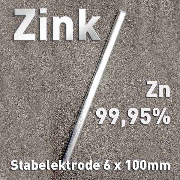 Zink-Elektrode Ø 6 mm x 100 mm, Zn 99,95