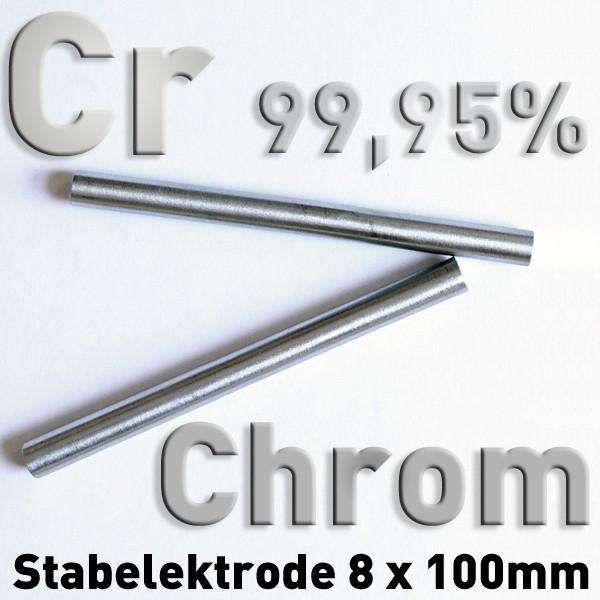 Chrom-Elektrode Ø 8 mm x 100 mm, Cr 99,95