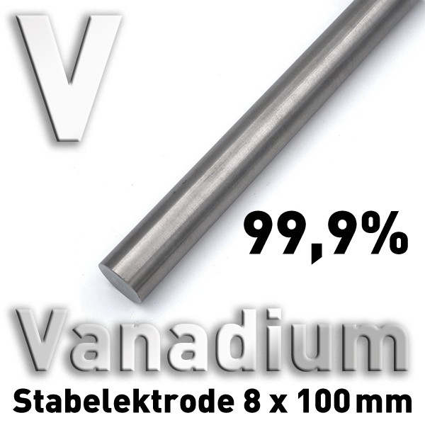 Vanadium-Elektrode Ø 8 mm x 100 mm, V 99,9