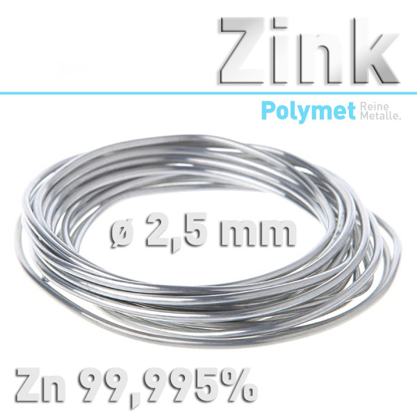 Zink-Drahtelektrode Zn 99,995 Ø 2,5 mm