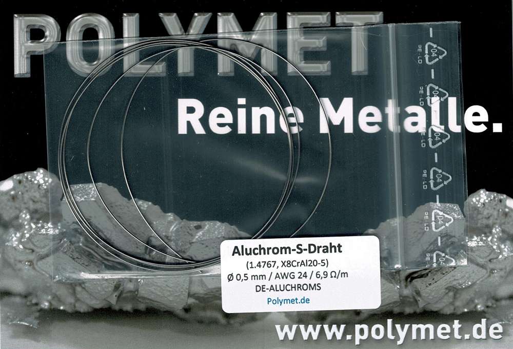 Heizdraht Aluchrom S, 1.4767, X8CrAl20-5 | Polymet - Reine Metalle.