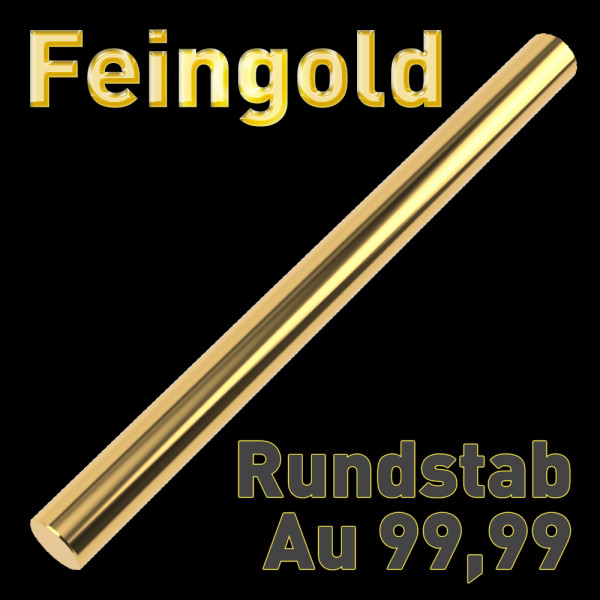 Gold-Elektrode Ø 8 mm x 100 mm, massives Feingold Au 99,99
