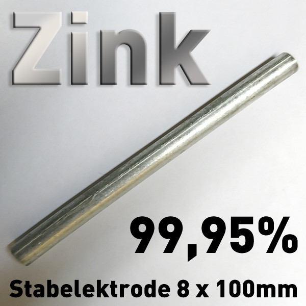 Zink-Elektrode Ø 8 mm x 100 mm, Zn 99,95