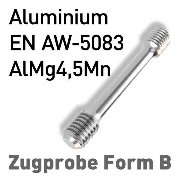 Zugprobe Form B, Ø 6 (M10), Aluminium EN AW-5083 (AlMg4,5Mn), DIN 50125 - B6x30