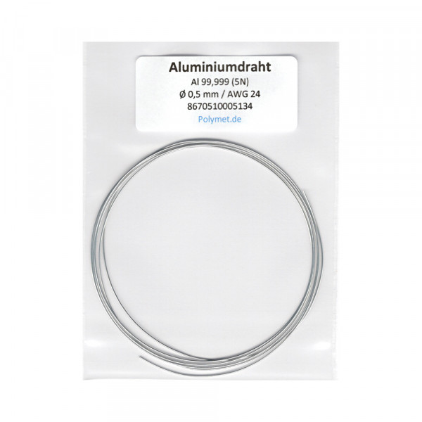 Aluminiumdraht Al 5N, hochrein, Ø 0,5 mm x 1 Meter
